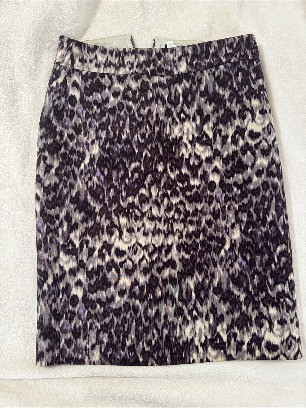 J. Crew Purple and Cream Leopard Print Pencil Skirt